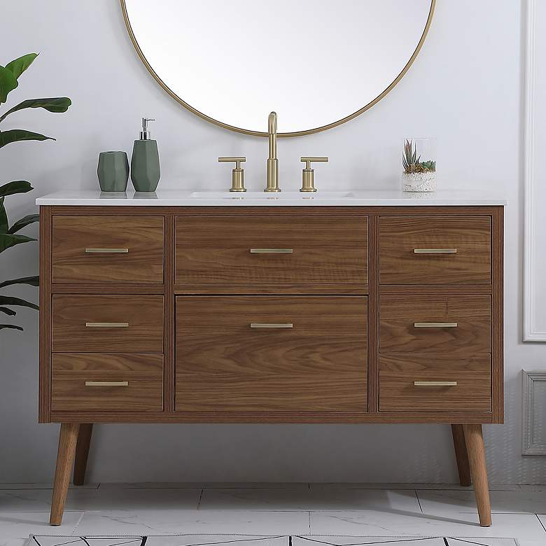 Image 1 48 Inch Bathroom Vanity In Walnut Brown