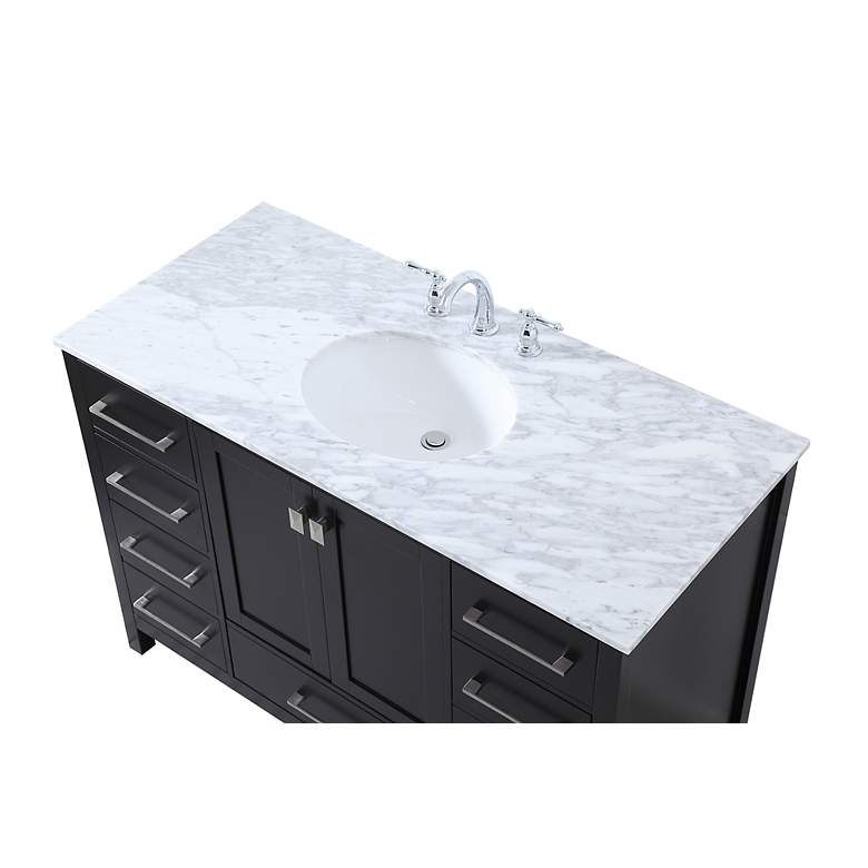 Image 6 48-Inch Black Single Sink Bathroom Vanity With Carrara White Marble Top more views