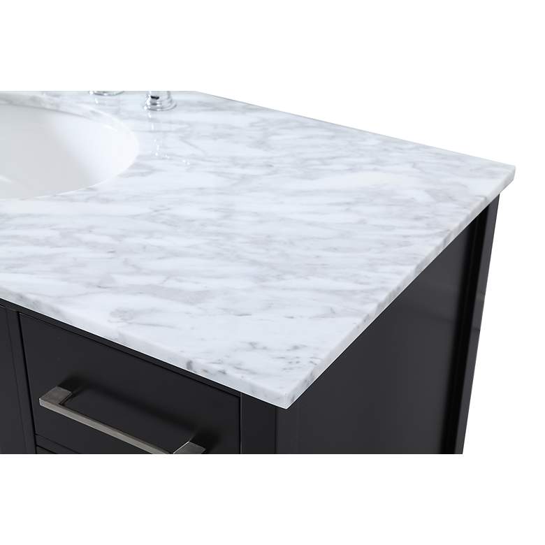 Image 7 48-Inch Black Single Sink Bathroom Vanity With Carrara White Marble Top more views