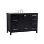 3_48-Inch Black Single Sink Bathroom Vanity With White Calacatta Quartz Top more views