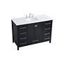 4_48-Inch Black Single Sink Bathroom Vanity With White Calacatta Quartz Top more views