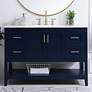 Thumbnail1 of 48-Inch Blue Single Sink Bathroom Vanity With White Calacatta Quartz Top