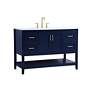 Thumbnail3 of 48-Inch Blue Single Sink Bathroom Vanity With White Calacatta Quartz Top more views
