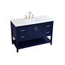 Thumbnail4 of 48-Inch Blue Single Sink Bathroom Vanity With White Calacatta Quartz Top more views