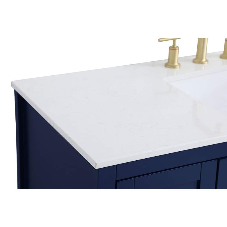 Image 6 48-Inch Blue Single Sink Bathroom Vanity With White Calacatta Quartz Top more views