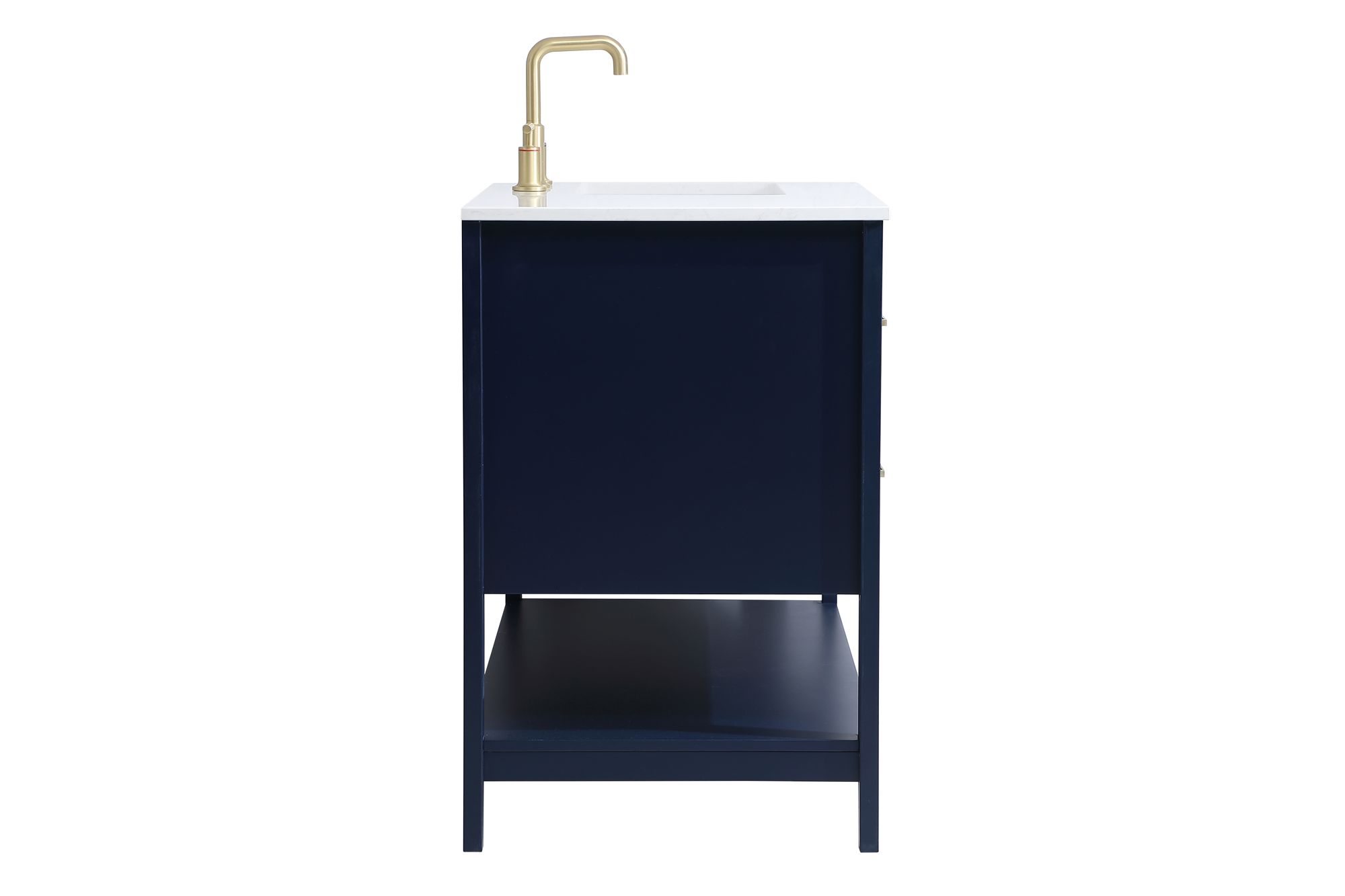 48-Inch Blue Single Sink Bathroom Vanity With White Calacatta Quartz Top