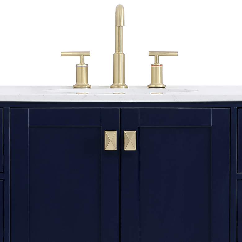 Image 3 48-Inch Blue Single Sink Bathroom Vanity With White Calacatta Quartz Top more views