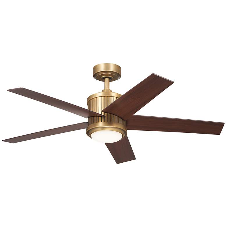 Image 3 48" Brahm Natural Brass LED Ceiling Fan with Walnut Blades