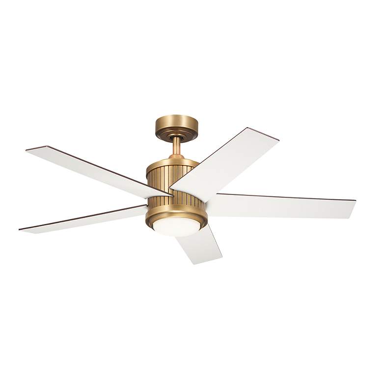 Image 4 48" Brahm Natural Brass LED Ceiling Fan with Walnut Blades more views
