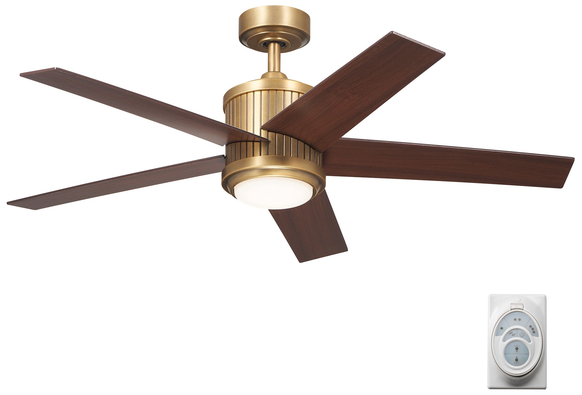 48" Brahm Natural Brass LED Ceiling Fan with Walnut Blades in scene