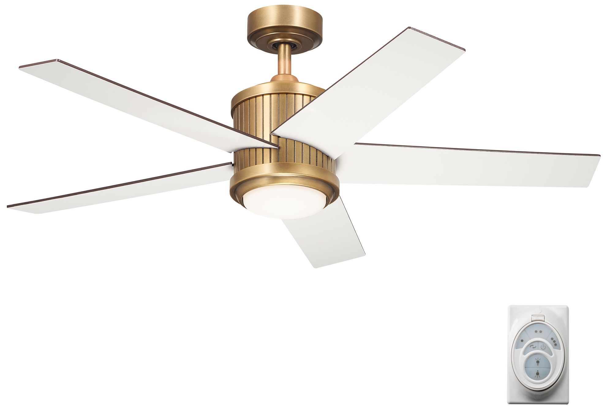 48" Brahm Natural Brass LED Ceiling Fan with Walnut Blades in scene