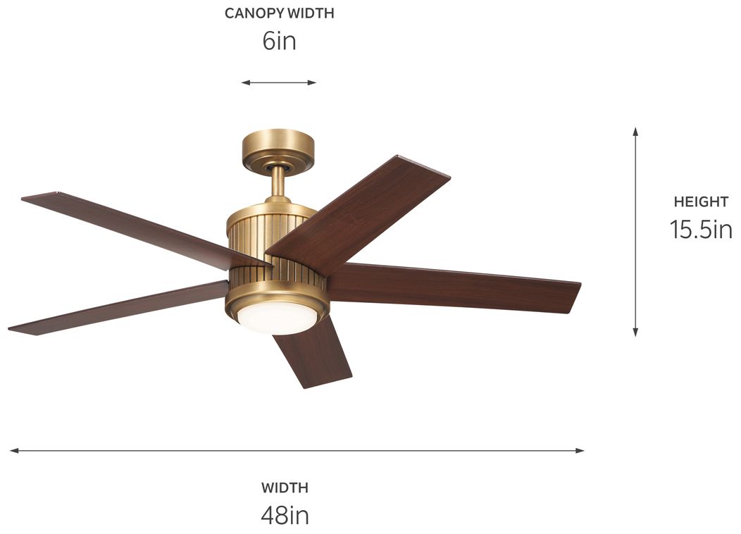 48" Brahm Natural Brass LED Ceiling Fan with Walnut Blades in scene