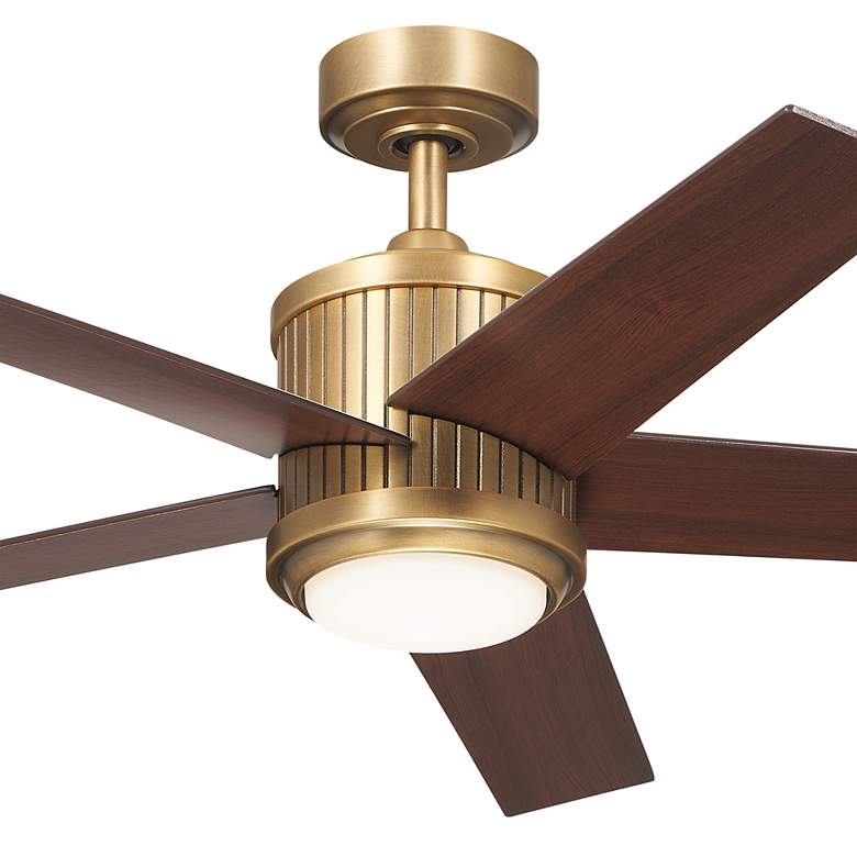 Image 5 48" Brahm Natural Brass LED Ceiling Fan with Walnut Blades more views