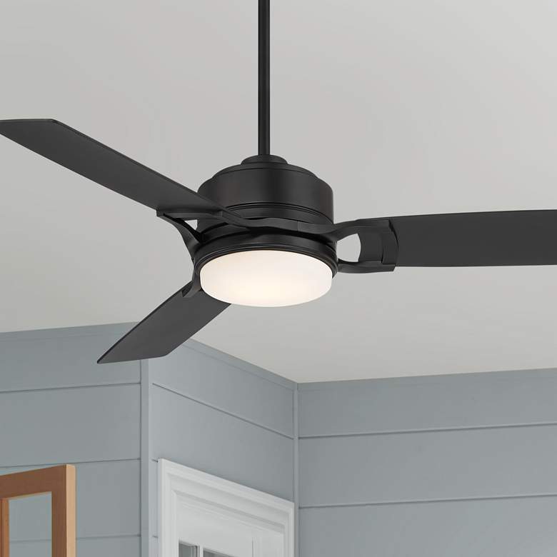 Image 1 48 inch Casa Vieja Express Matte Black LED Ceiling Fan with Remote