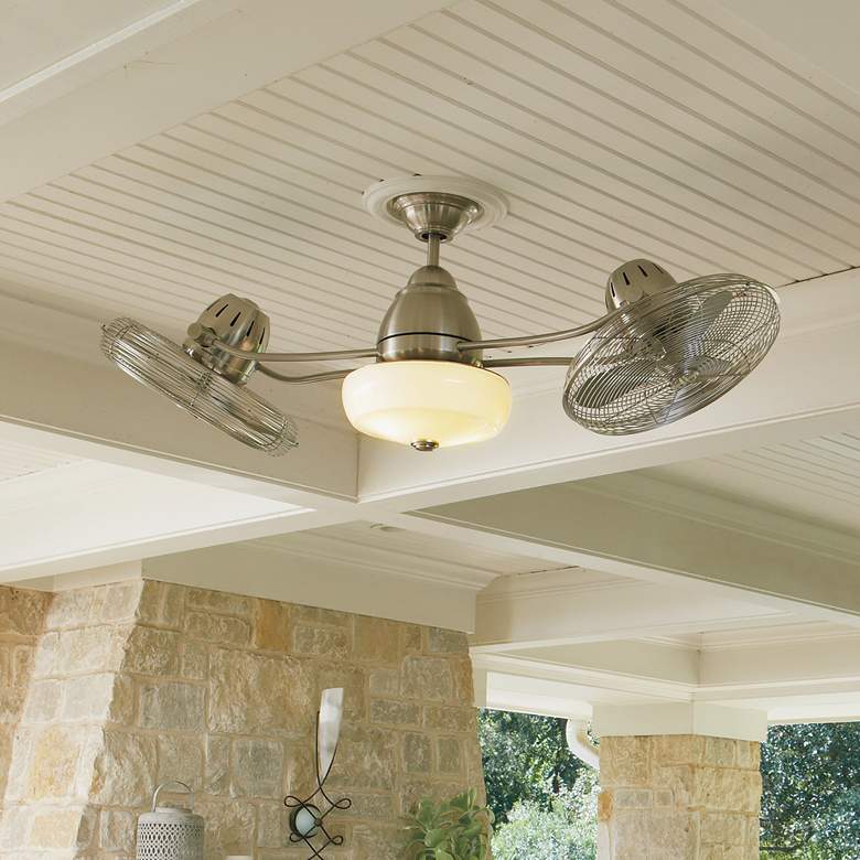 Image 1 48" Craftmade Bellows II Nickel Rotational LED Fan with Remote