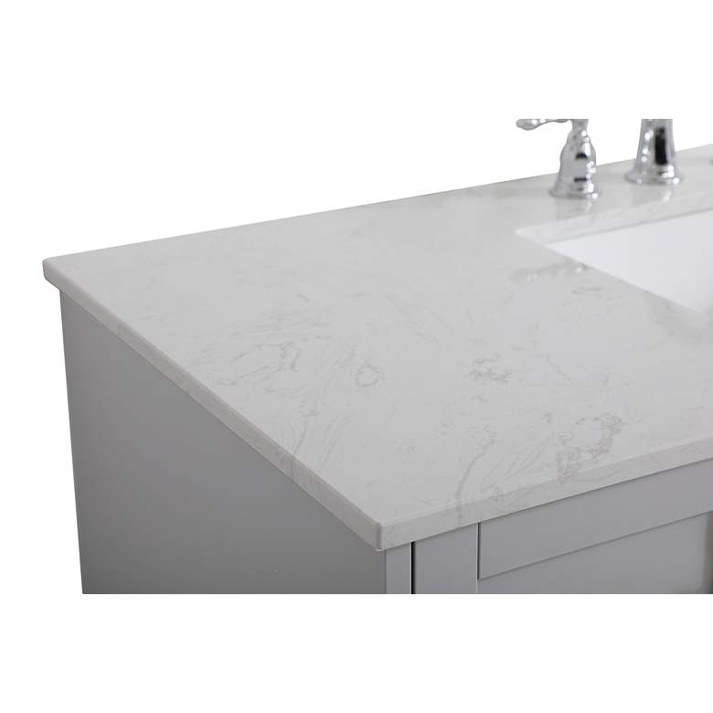 Image 6 48-Inch Grey Single Sink Bathroom Vanity With White Calacatta Quartz Top more views