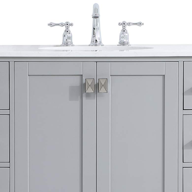 Image 3 48-Inch Grey Single Sink Bathroom Vanity With White Calacatta Quartz Top more views