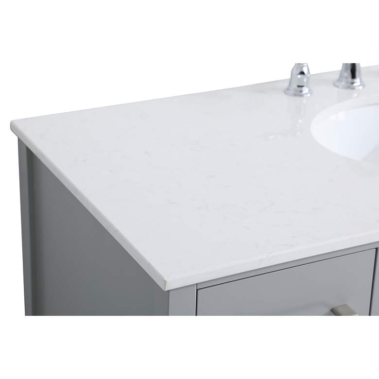Image 4 48-Inch Grey Single Sink Bathroom Vanity With White Calacatta Quartz Top more views
