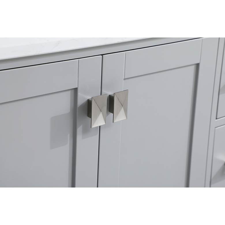 Image 6 48-Inch Grey Single Sink Bathroom Vanity With White Calacatta Quartz Top more views