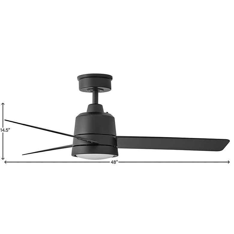 Image 6 48 inch Hinkley Chet Matte Black Wet Rated LED Ceiling Fan with Remote more views