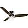 48" Hunter Flare Dark Walnut and Matte Black LED Ceiling Fan