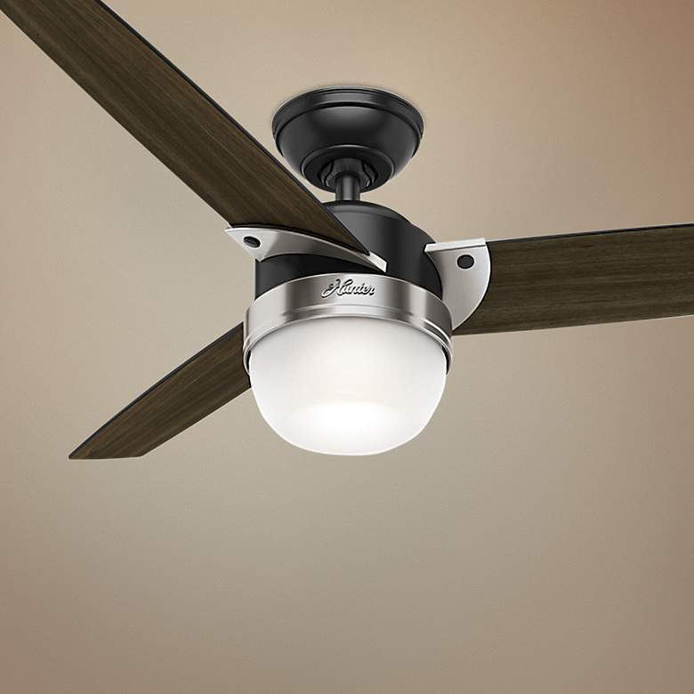 Image 1 48" Hunter Flare Dark Walnut and Matte Black LED Ceiling Fan