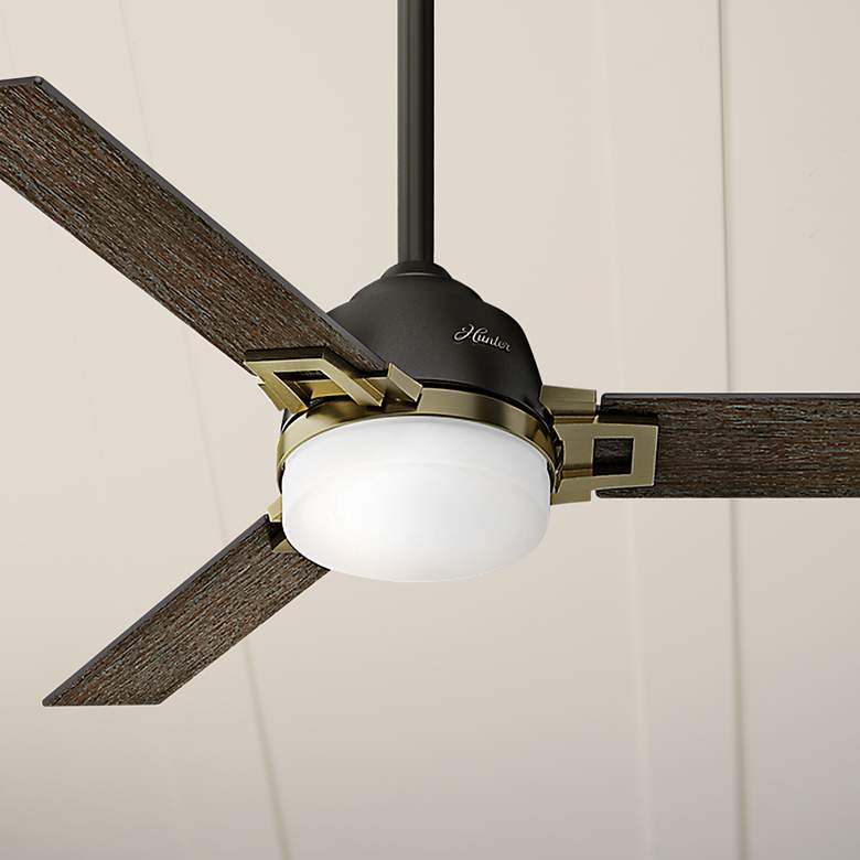 Image 1 48 inch Hunter Leoni Brass Accented Noble Bronze LED Ceiling Fan