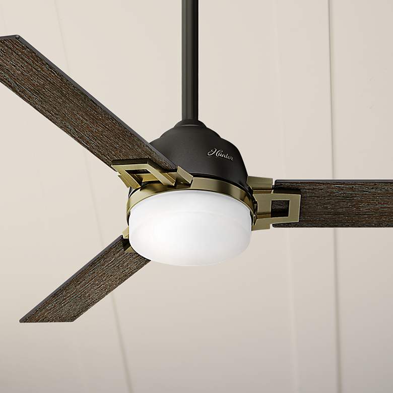 Image 1 48" Hunter Leoni Brass Accented Noble Bronze LED Ceiling Fan