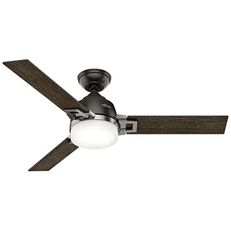 Image 2 48" Hunter Leoni Brushed Nickel Bronze LED Ceiling Fan with Remote