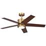 48" Kichler Brahm Natural Brass LED Indoor Ceiling Fan with Remote in scene