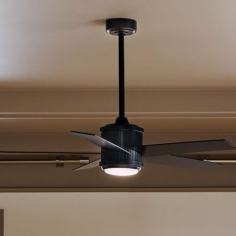 Image 2 48" Kichler Brahm Satin Black LED Indoor Ceiling Fan with Remote