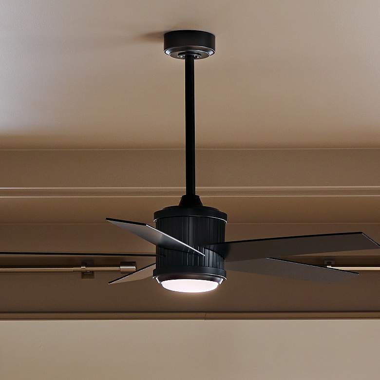 Image 2 48" Kichler Brahm Satin Black LED Indoor Ceiling Fan with Remote