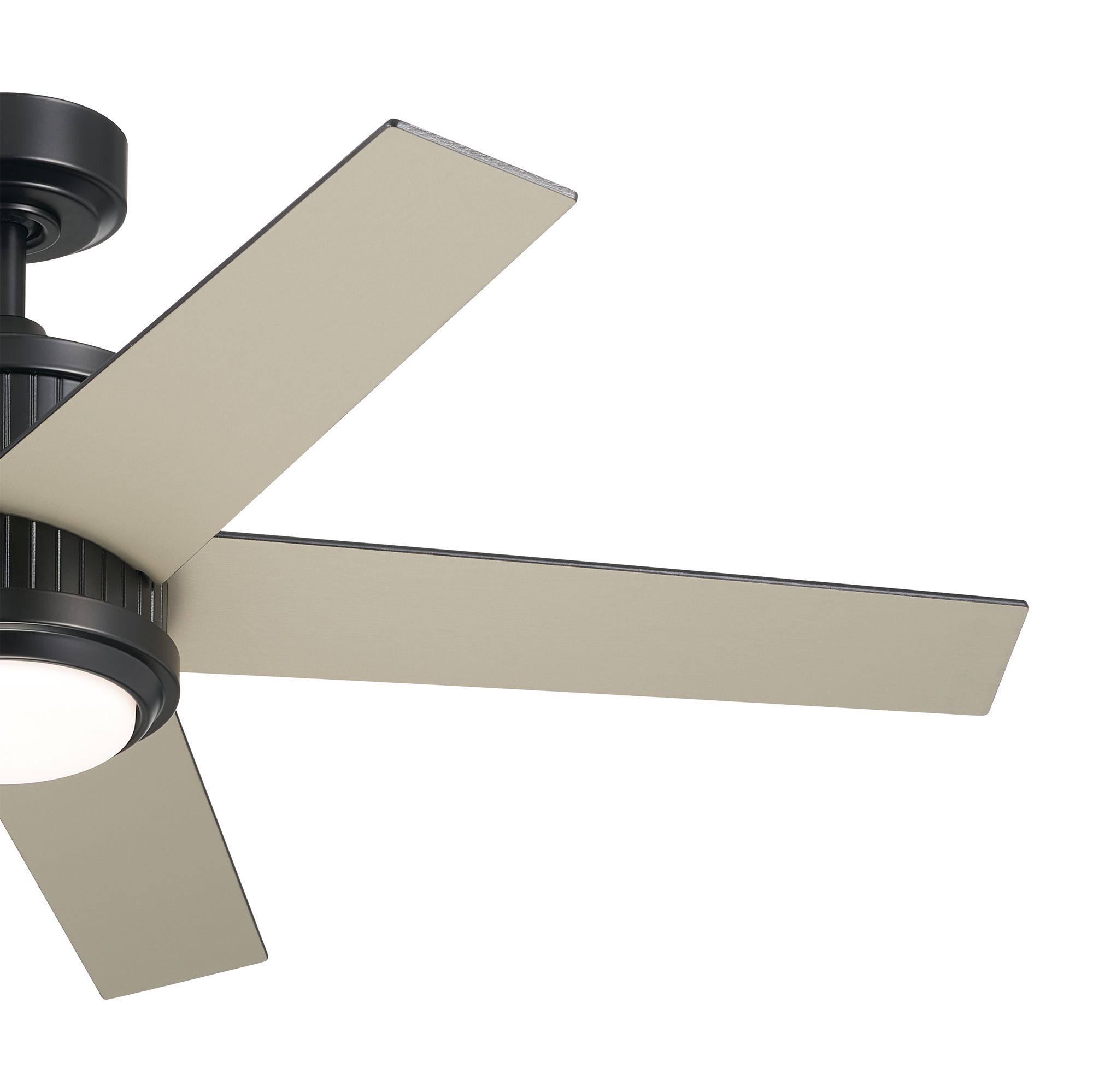48" Kichler Brahm Satin Black LED Indoor Ceiling Fan with Remote in scene
