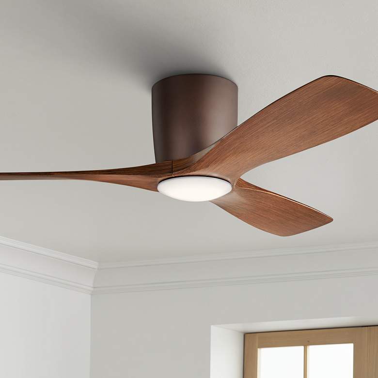 Image 1 48" Kichler Volos Bronze Hugger LED Ceiling Fan with Wall Control