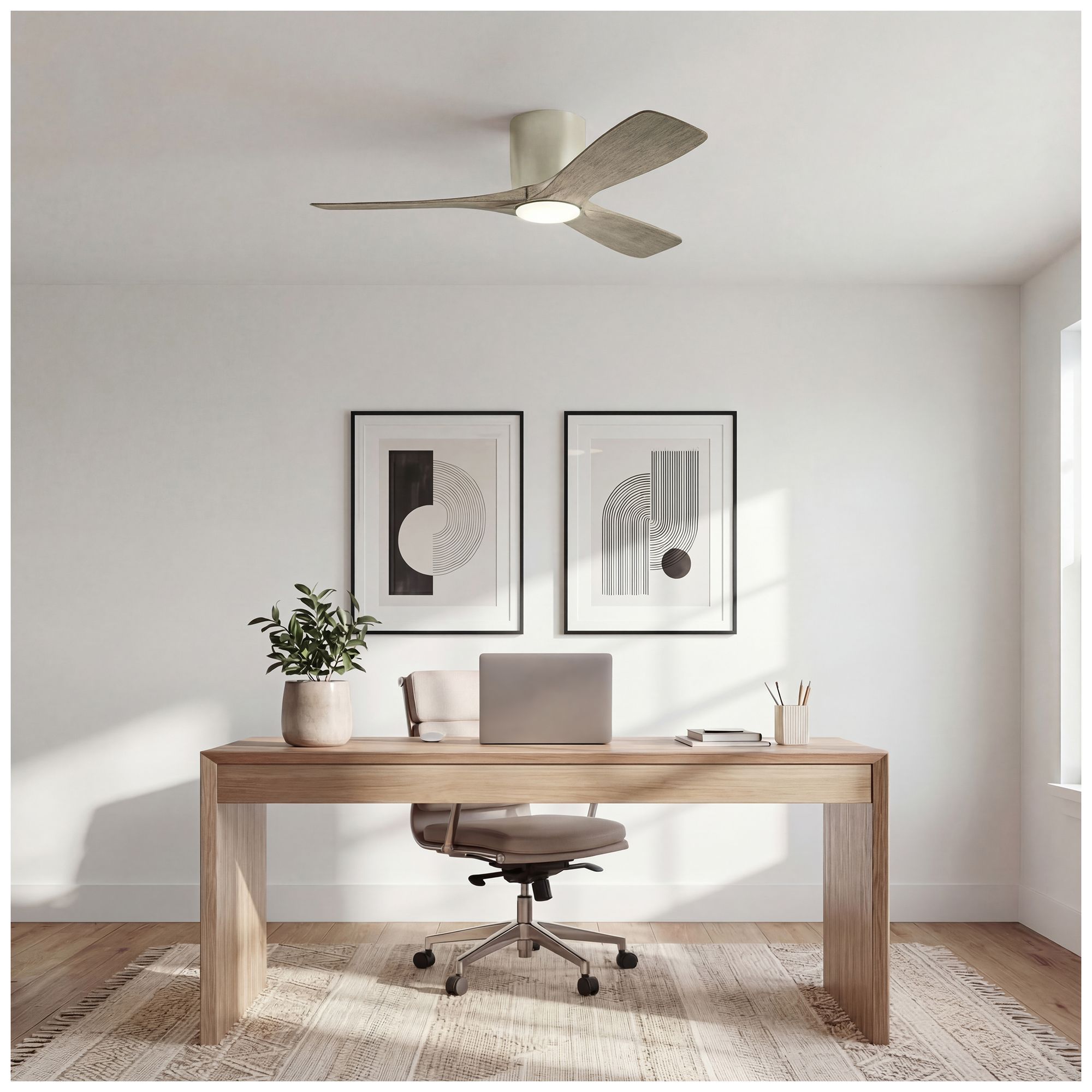 48" Kichler Volos Brushed Nickel LED Hugger Ceiling Fan