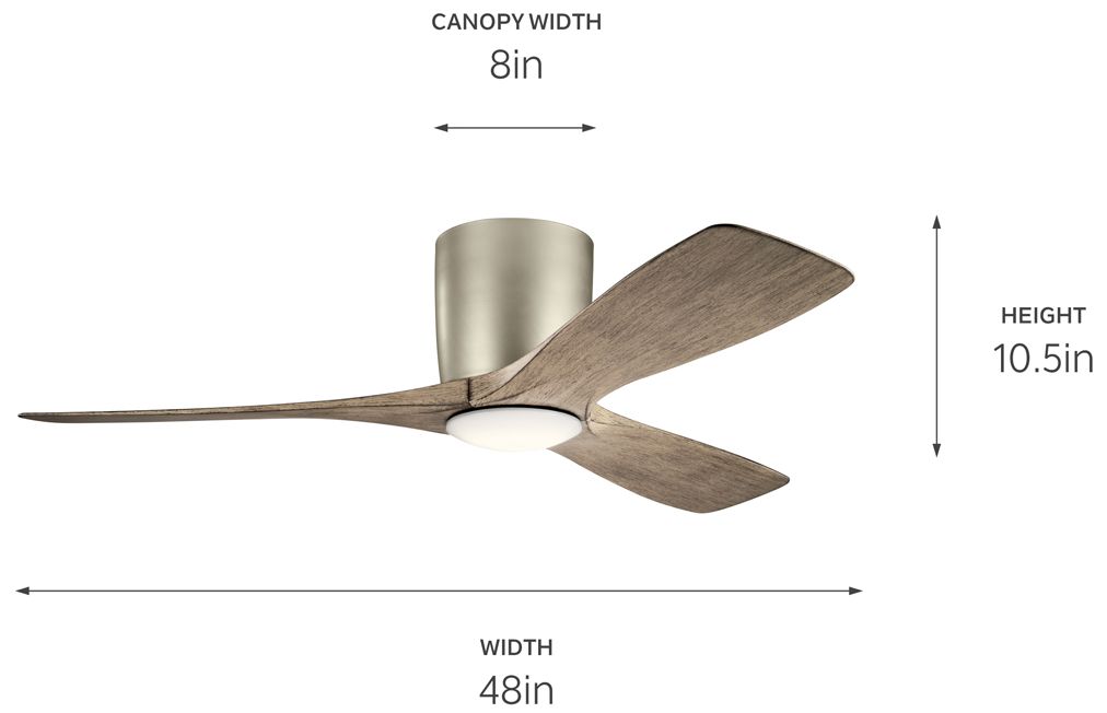 48" Kichler Volos Brushed Nickel LED Hugger Ceiling Fan