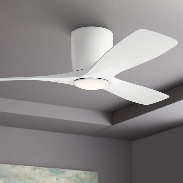 Image 1 48" Kichler Volos Matte White Hugger LED Ceiling Fan with Wall Control