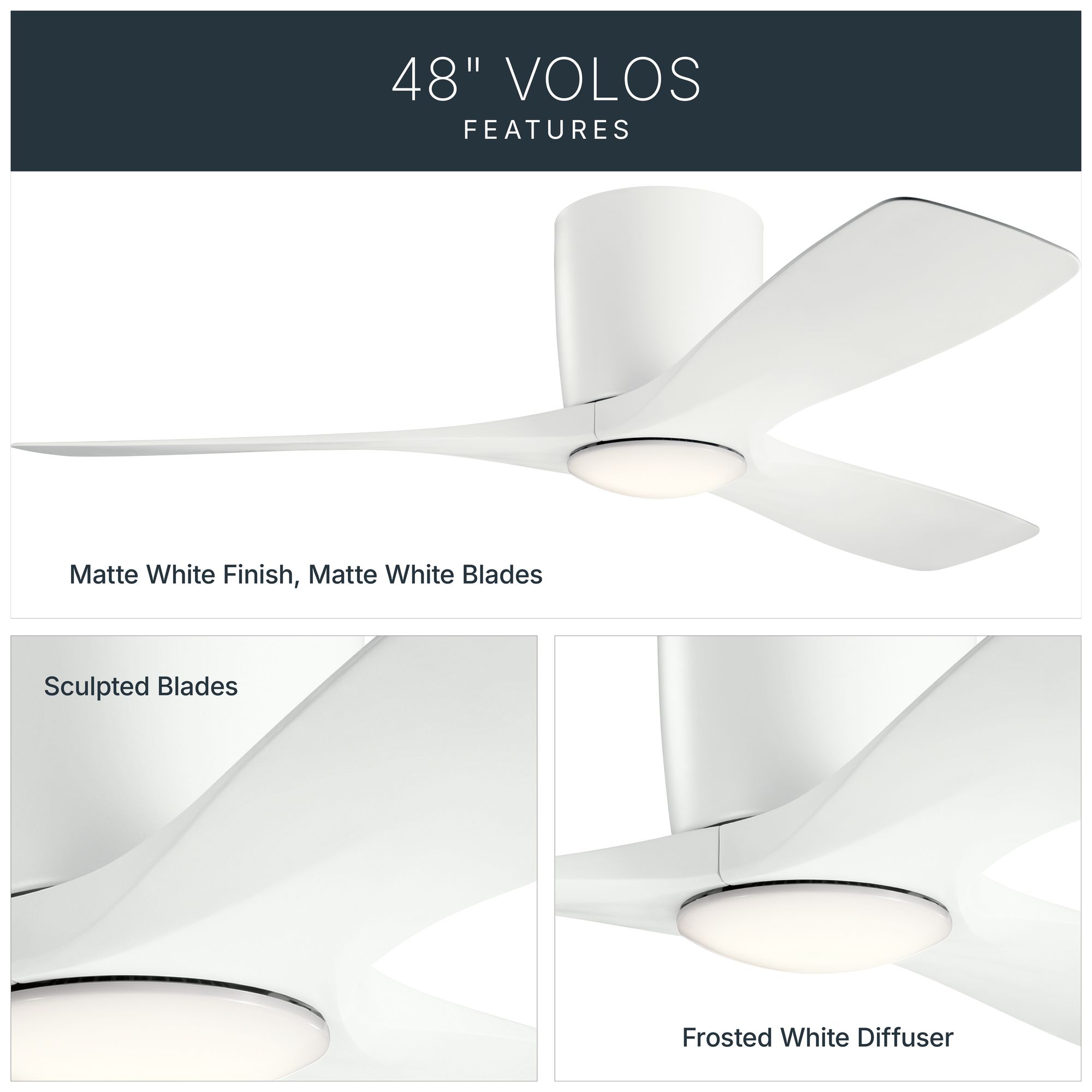48" Kichler Volos Matte White LED Ceiling Fan