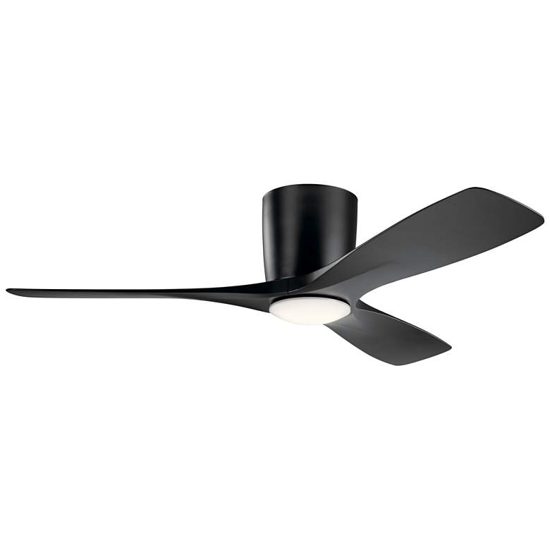 Image 2 48 inch Kichler Volos Satin Black Hugger LED Ceiling Fan with Wall Control