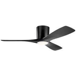 48&quot; Kichler Volos Satin Black Hugger LED Ceiling Fan with Wall Control