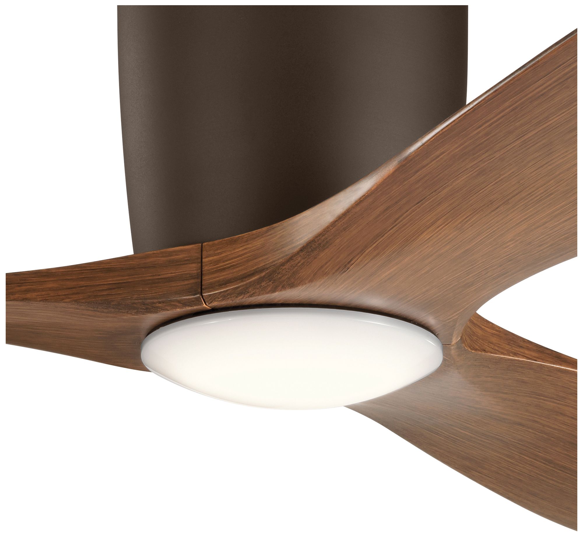 48" Kichler Volos Satin Bronze LED Ceiling Fan with Walnut Blades in scene