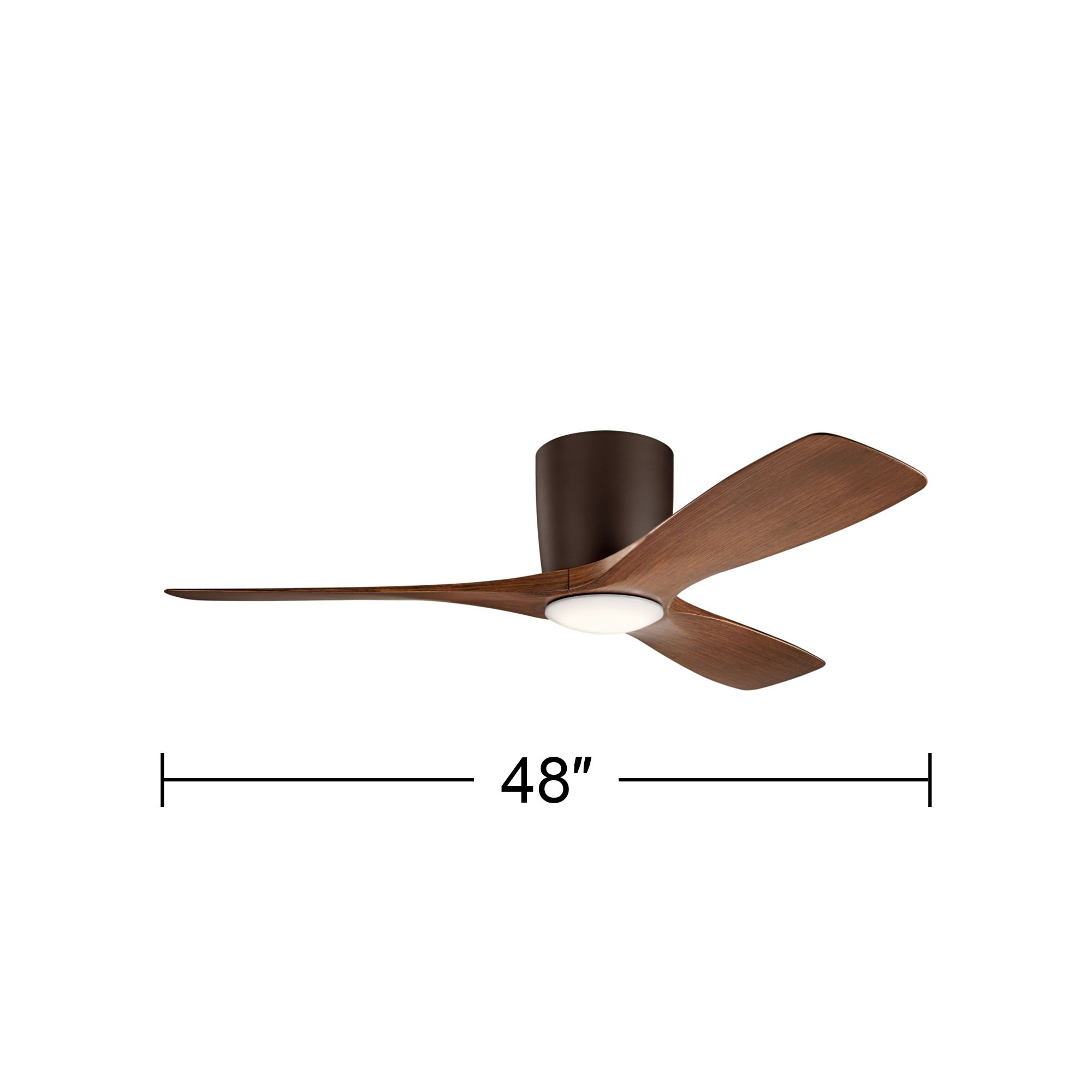 48" Kichler Volos Satin Bronze LED Ceiling Fan with Walnut Blades in scene