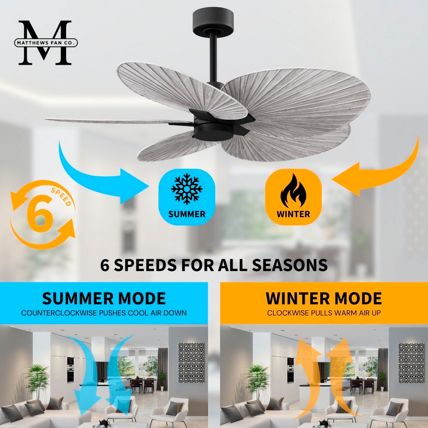 48" Matthews Alessandra Black Ceiling Fan with Barn Blades