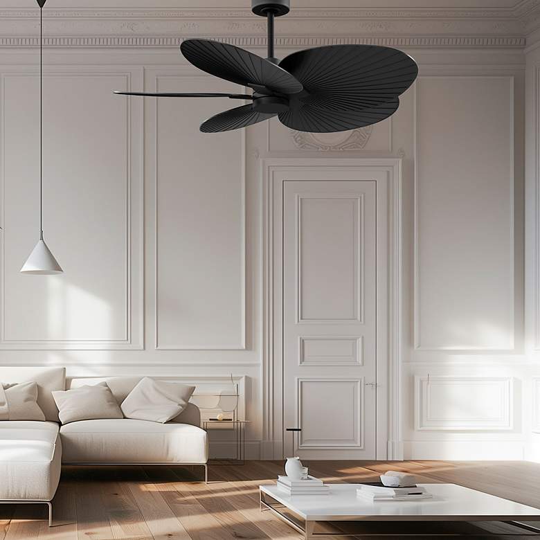 Image 2 48" Matthews Alessandra Tropical Matte Black Ceiling Fan more views