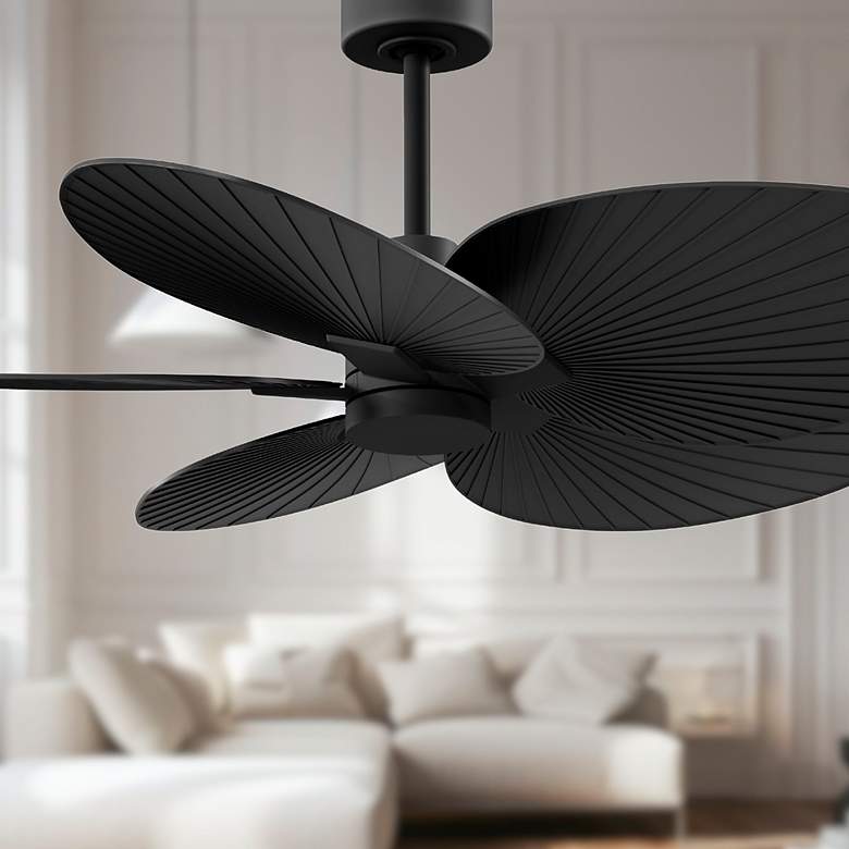 Image 3 48" Matthews Alessandra Tropical Matte Black Ceiling Fan more views