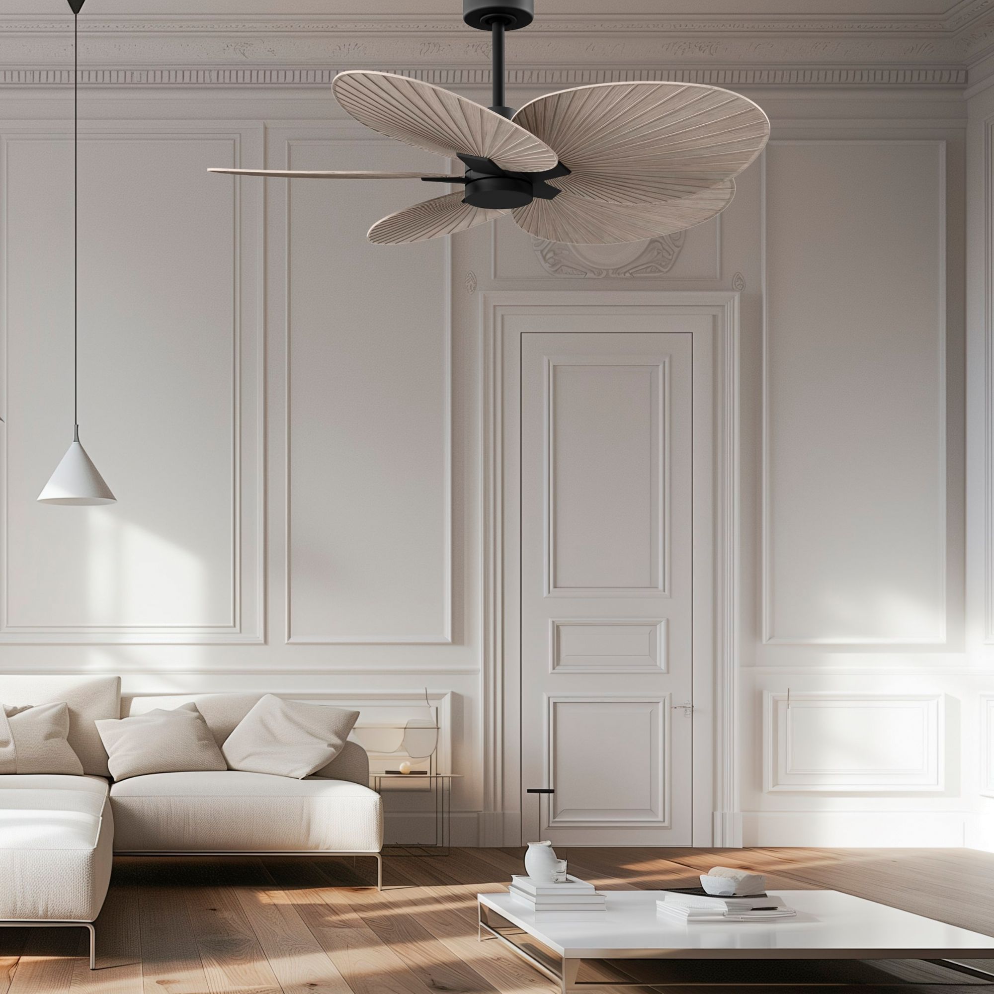 Image 2 48" Matthews Alessandra Tropical Matte Black Ceiling Fan more views
