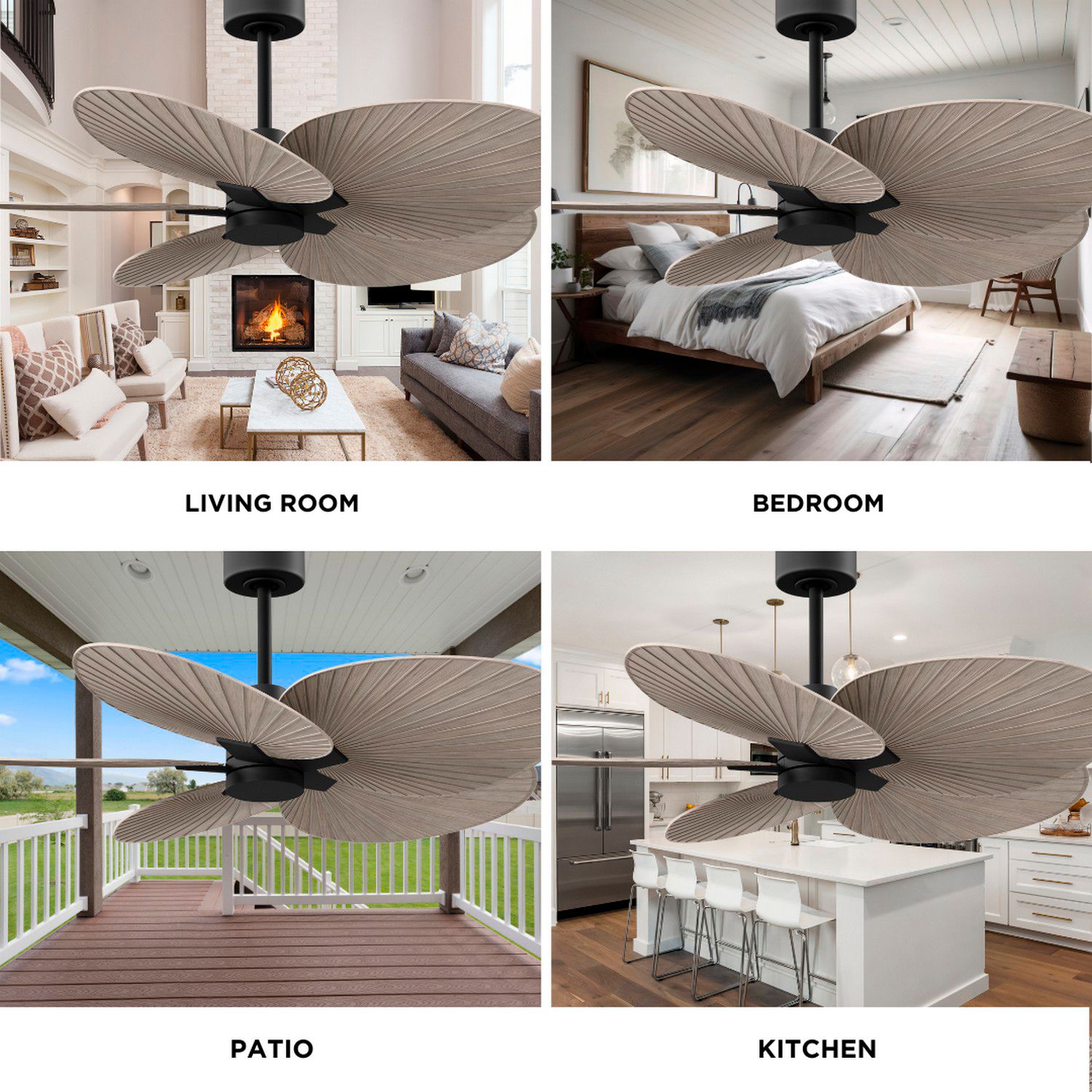 48" Matthews Alessandra Tropical Matte Black Ceiling Fan