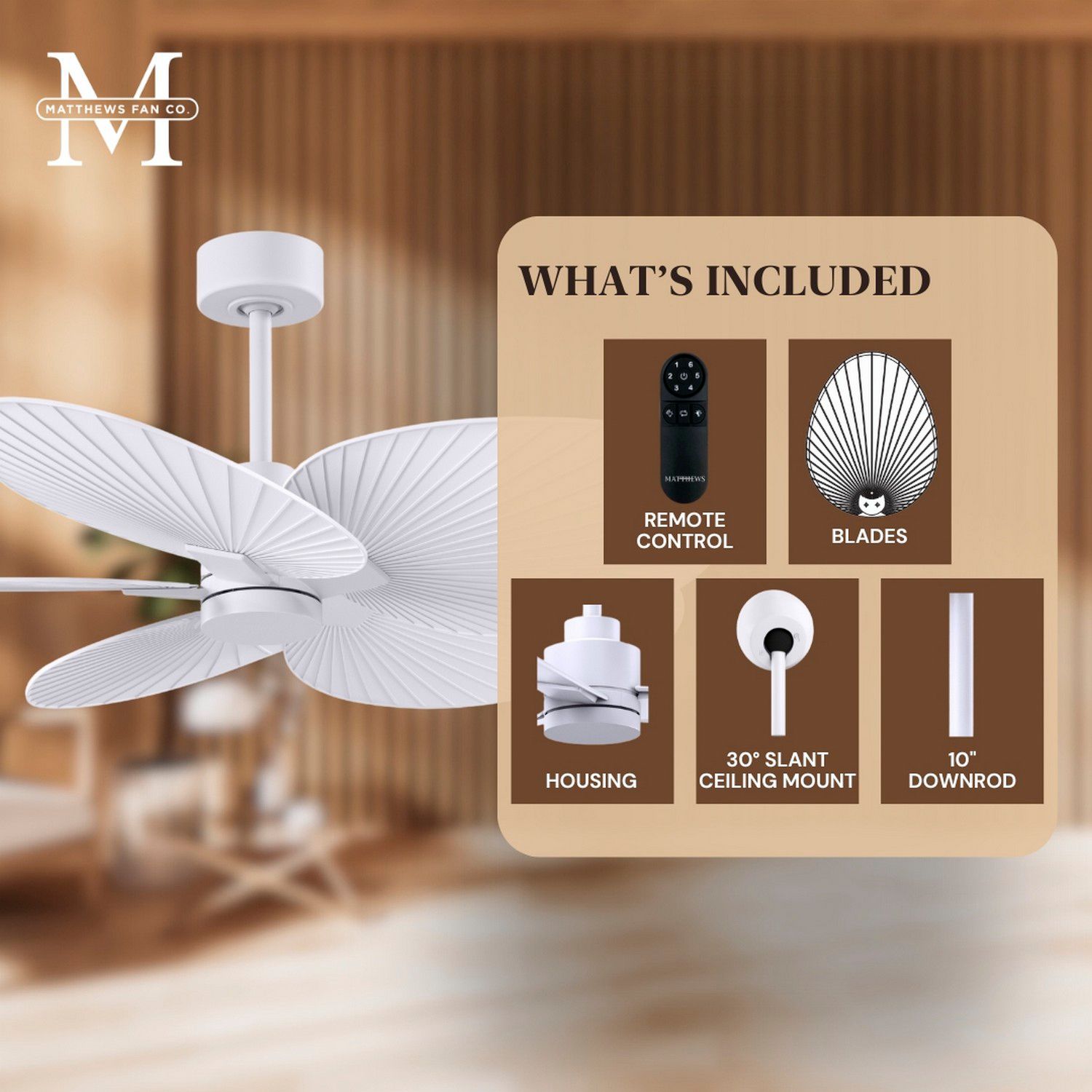 Image 7 48" Matthews Alessandra Tropical Matte White Ceiling Fan more views