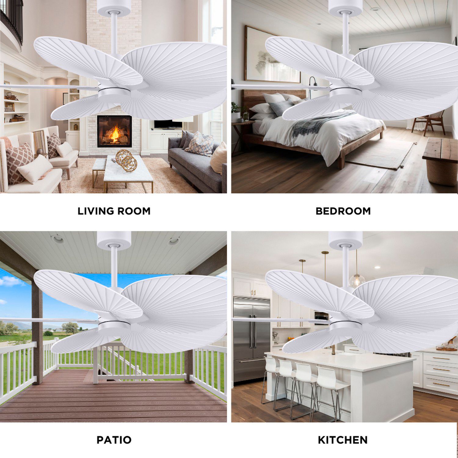 48" Matthews Alessandra Tropical Matte White Ceiling Fan