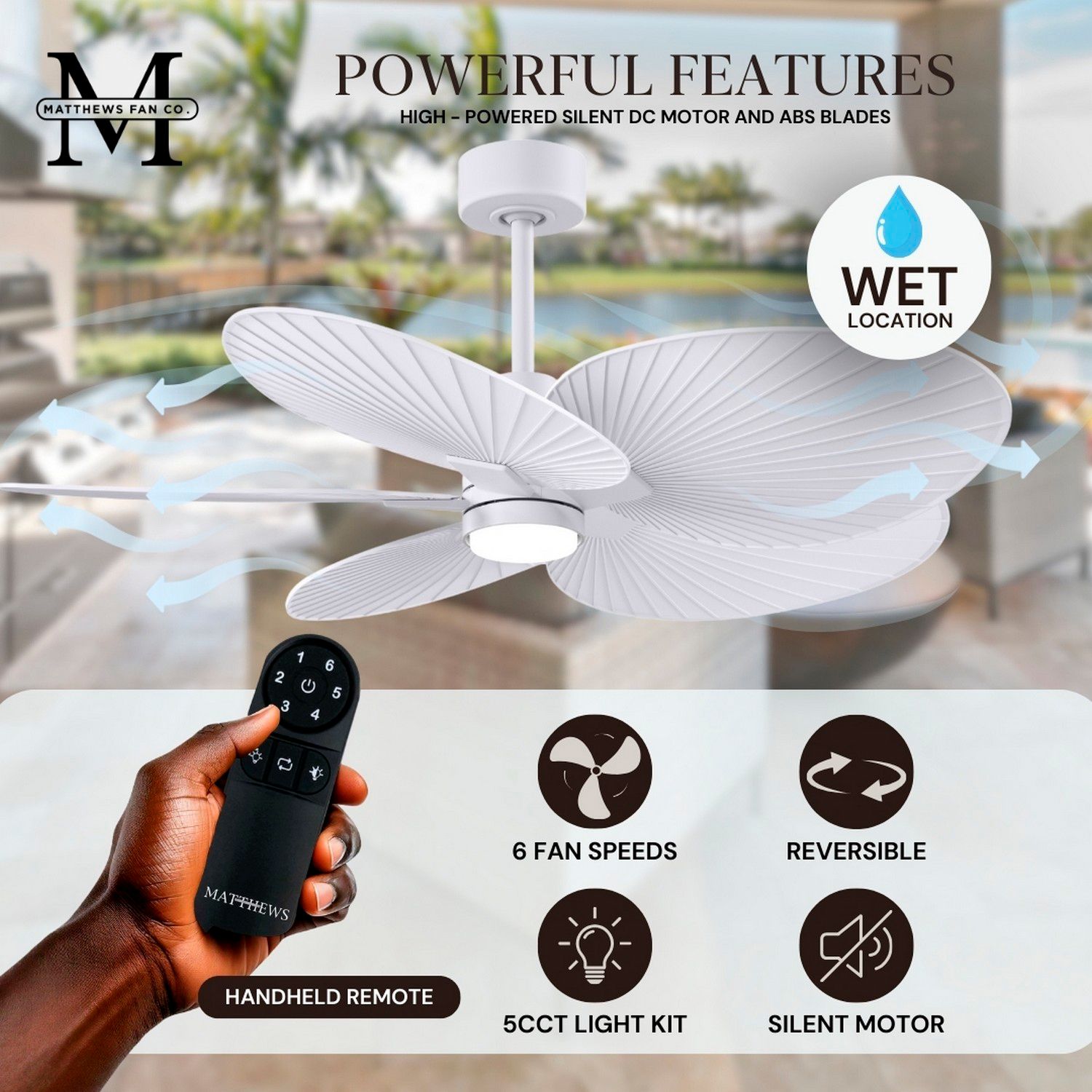 Image 5 48" Matthews Alessandra Tropical Matte White LED Ceiling Fan more views